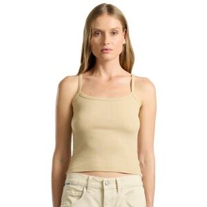 Cotton Citizen Verona Ribbed Spaghetti Tank Top in Sand. Women’s Small.
